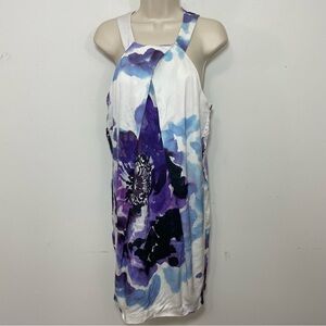 Trina Turk halter mini dress multicolor size 6 a-line watercolor floral